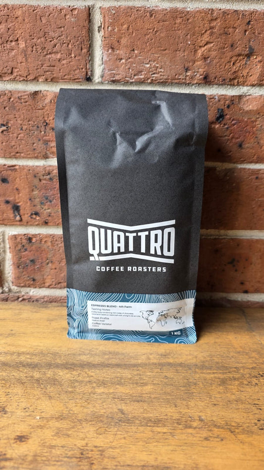 Quattro Coffee Roasters (4th Farm Espresso) 1kg Whole Bean, 100% Arabica